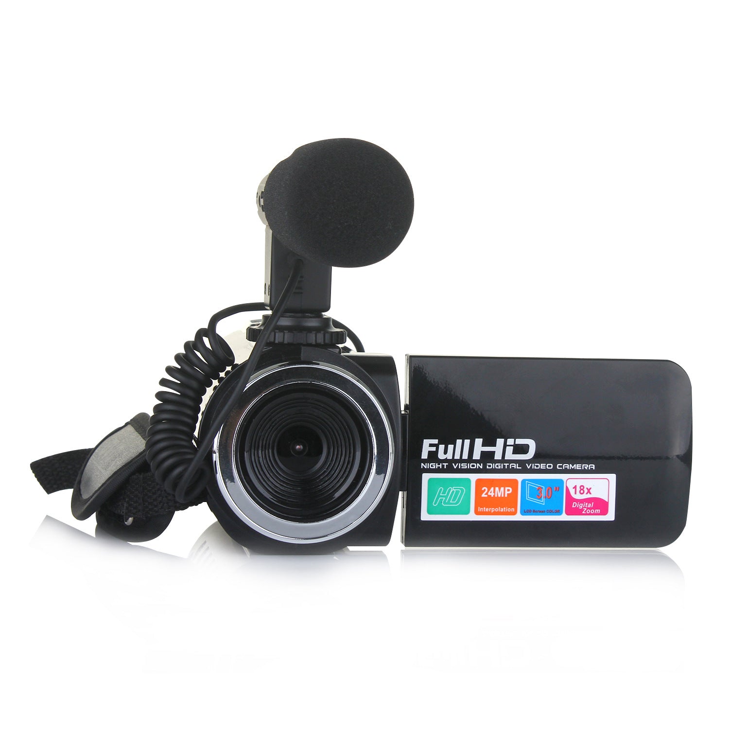 gadgets : Vintage Camcorder Zwart - 24 MP, Microfoonlens voor Kristalheldere Video's in Met lens voor microfoon van Pantino