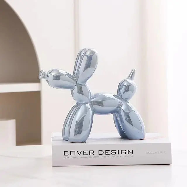 home & garden : Ballon Hond Sculptuur Marineblauw - Decoratieve Woonkamer Kunst - Kunststof in Parelblauw van Pantino