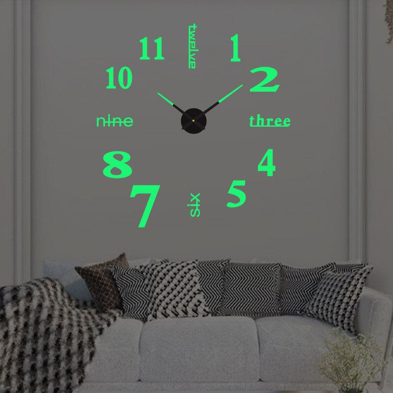 home & garden : Wandklok Zwart Metaal Ø50cm - Grote, Stijlvolle Klok Woonkamer & Kantoor in Kwartaal - Lichtgevend van Pantino