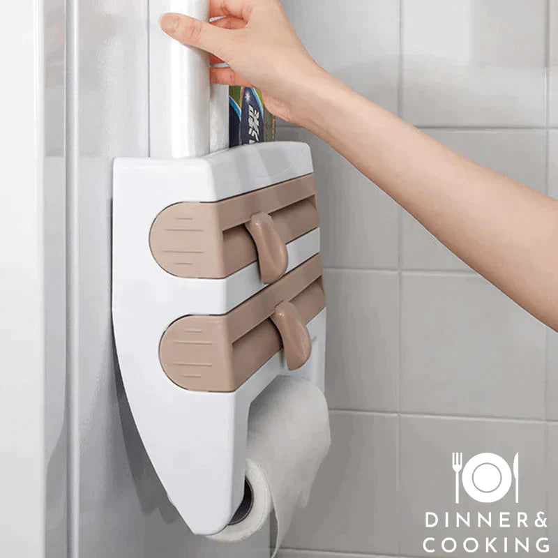 home & garden : Keukenhulp 4-in-1 Beige - Folie Rolhouder & Organizer voor Keuken - Kunststof in van Pantino