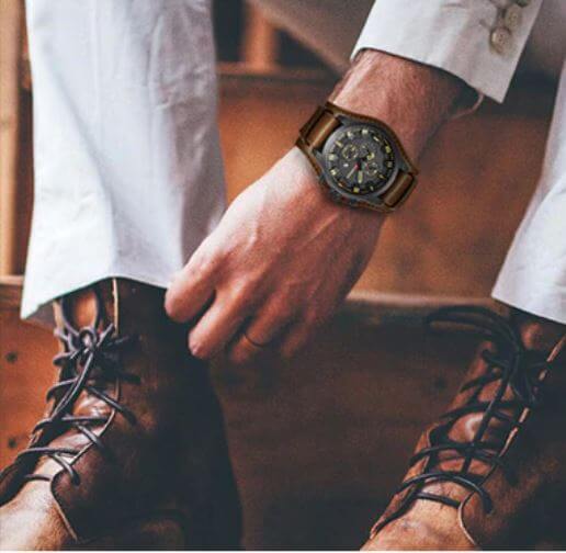 watches : Heren Horloge Chronograaf Bruin Leer - Klassiek Stijlvol Polshorloge met Datumweergave in van Pantino
