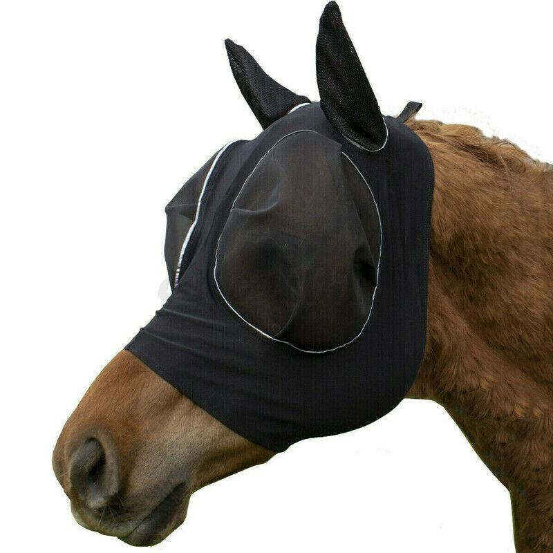 pets : HorseSafe - Paardenmasker Anti-Vlieggaas - Blauw in Zwart van Pantino