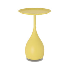 home & garden : Rond Metalen Tafel met Voetstuk - Middeleeuwse Bijzettafel in Moderne Stijl - Wit in Geel van Pantino