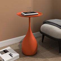 home & garden : Rond Metalen Tafel met Voetstuk - Middeleeuwse Bijzettafel in Moderne Stijl - Wit in Karamel van Pantino