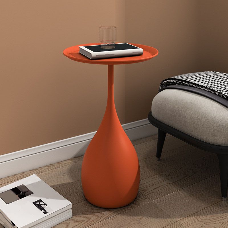 home & garden : Rond Metalen Tafel met Voetstuk - Middeleeuwse Bijzettafel in Moderne Stijl - Wit in Karamel van Pantino