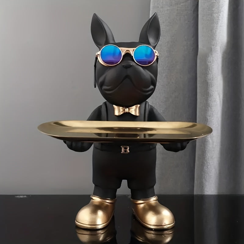 home & garden : Sleutelopbergkom Franse Buldog Sculptuur - Zwart in Zwart van Pantino