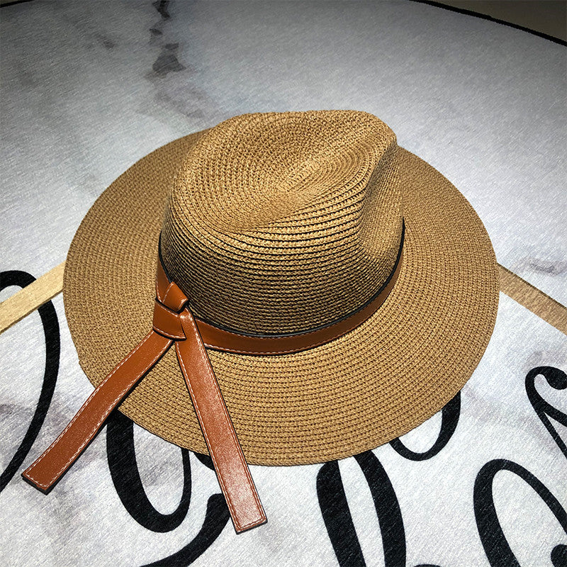 Straw Hat : Zonnehoed van Stro - Wit in Khaki van Pantino