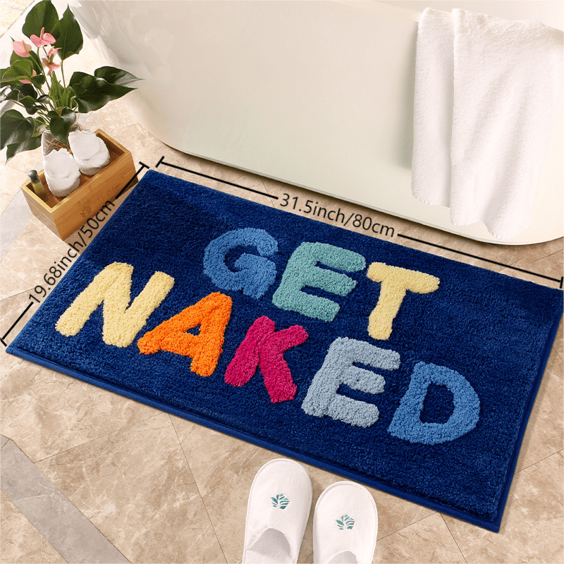 home & garden : Kleurrijk Antislip Badkamermat - Wit in Donkerblauwe Achtergrond - Gekleurde Letters 50cm*80cm van Pantino