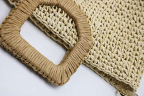 bags : Strandtas met Houten Handvat - Beige in van Pantino