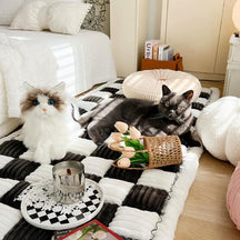pets : Chenille Huisdier Deken Bruin Wit - Zachte Meubelbescherming - Microvezel in Zwart wit van Pantino