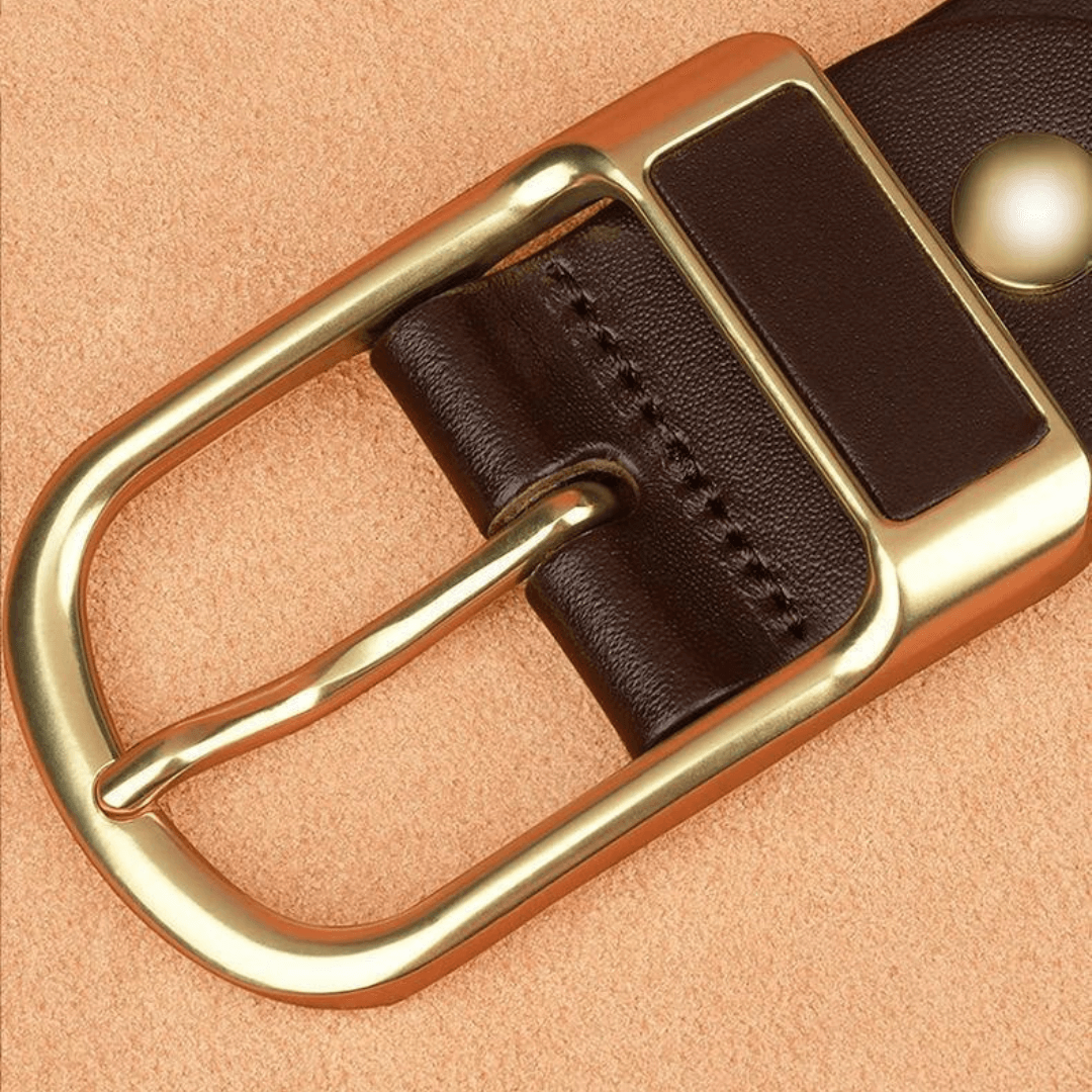 bags : Heren D-Gesp Leren Riem - Goud Zwart in van Pantino