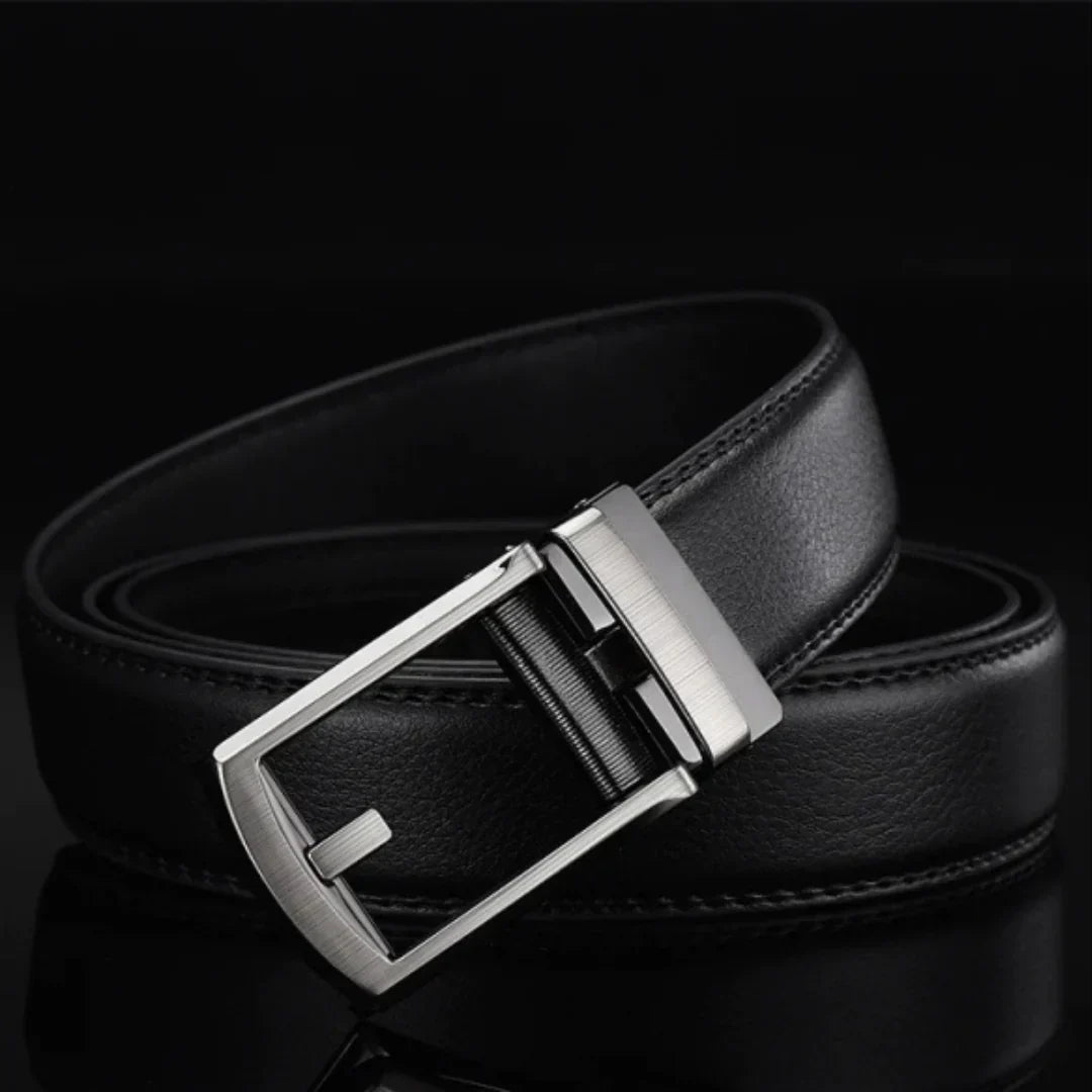 Men's Belt : Cintura Uomo Senza Buchi Regolabile in Pelle Nera - Misura Unica in van Pantino