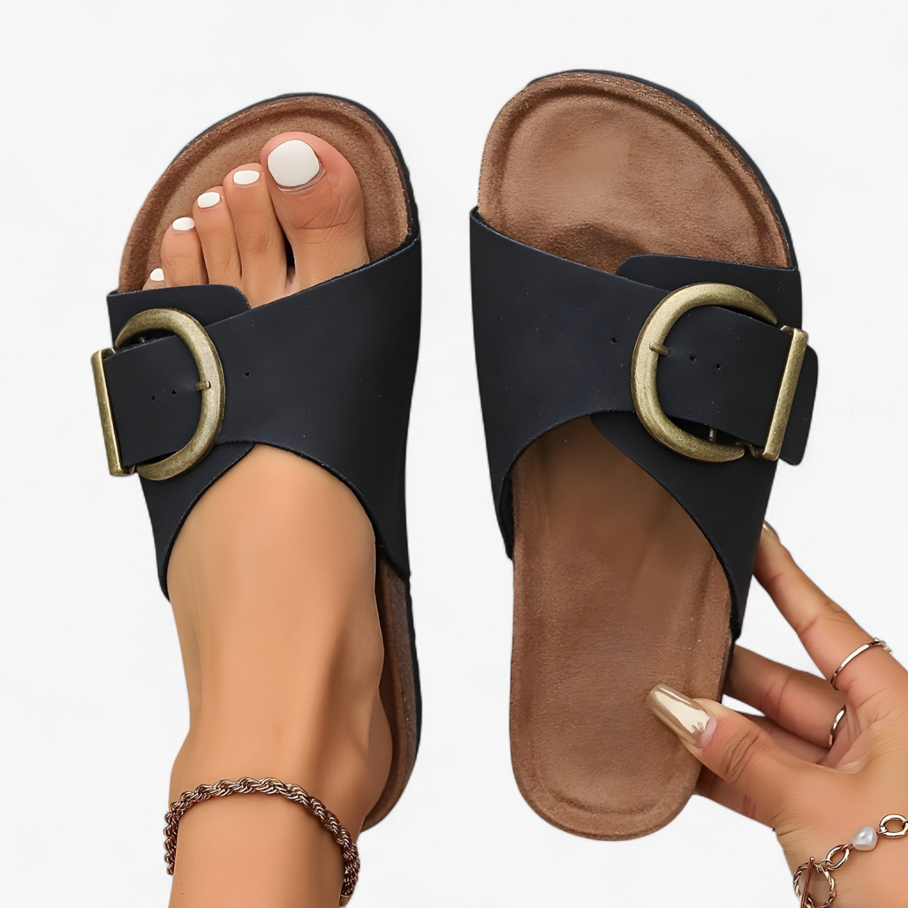 Sandals : Sandalen Komfort Soft Glide Heren - Zwart in Zwart (bijna uitverkocht!) van Pantino