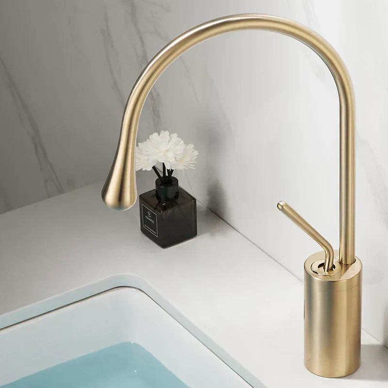 home & garden : Wastafelkraan Druppel Stijl Badkamer Draaibare Waterval Kranen - Goud Geborsteld Kort in van Pantino