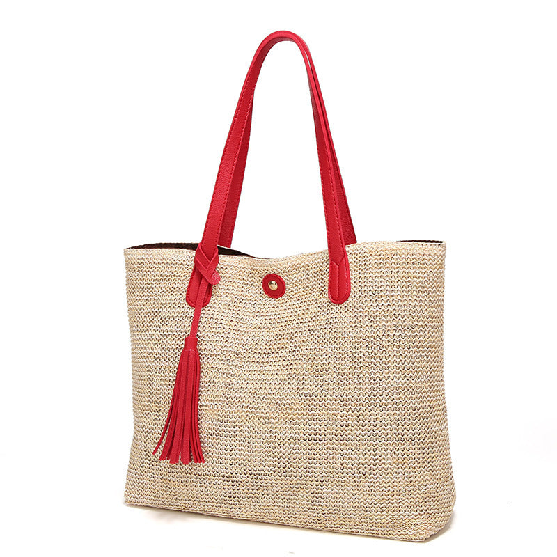 bags : Modieuze Strandtas - Bruin in Rood van Pantino