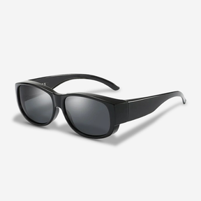 Clip-On Sunglasses : Overzet Zonnebril Gepolariseerd Beige UV440 - Comfortabel & Stijlvol voor Brildragers in Zwart Compact van Pantino