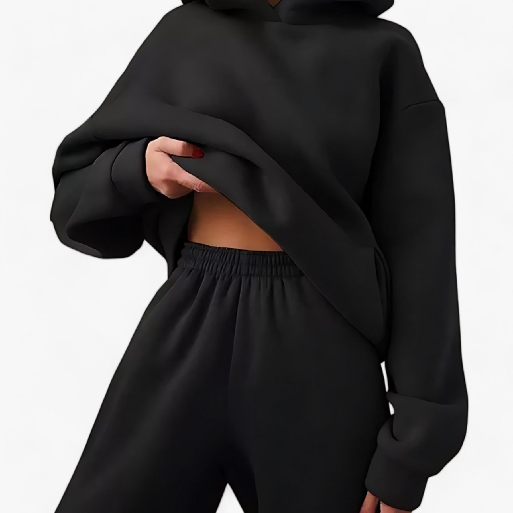 Two-Piece Set : Beha Legergroen - Valeria Winter Hoody Sets - Behaaglijke Warmte voor Koude Dagen in Zwart van Pantino