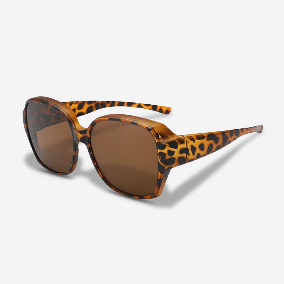 Clip-On Sunglasses : Gepolariseerde Overzet Zonnebril Beige UV440 - Comfortabel & Stijlvol voor Brildragers in Panter Pro van Pantino
