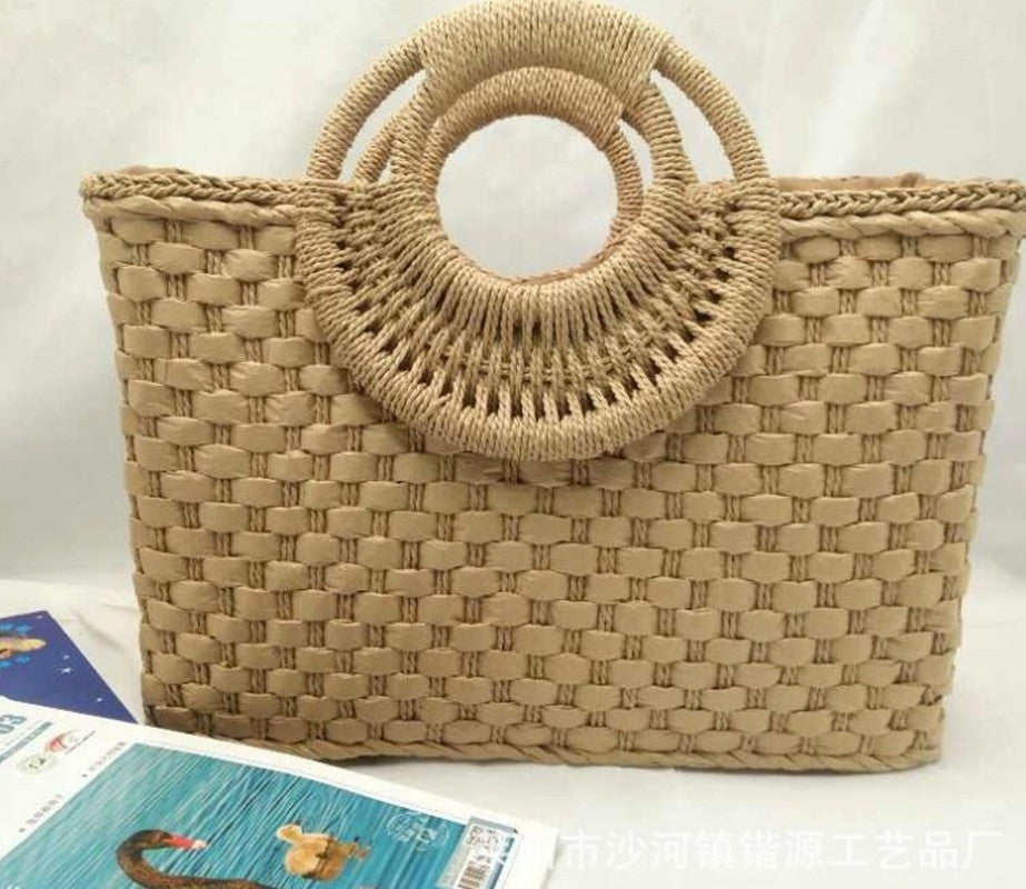 bags : Strandtas met Houten Handvat - Beach Companion - Zwart in van Pantino