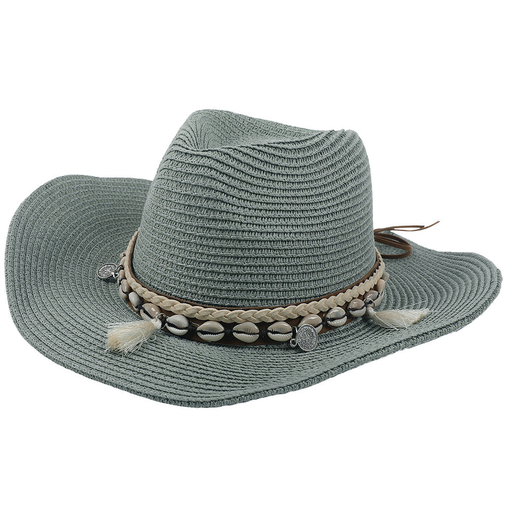 Sun Hat : Schelp Zonnehoed met Kwastjes - Beige in Groen van Pantino