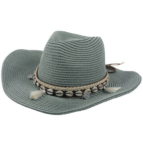 Sun Hat : Schelp Zonnehoed met Kwastjes - Beige in Groen van Pantino