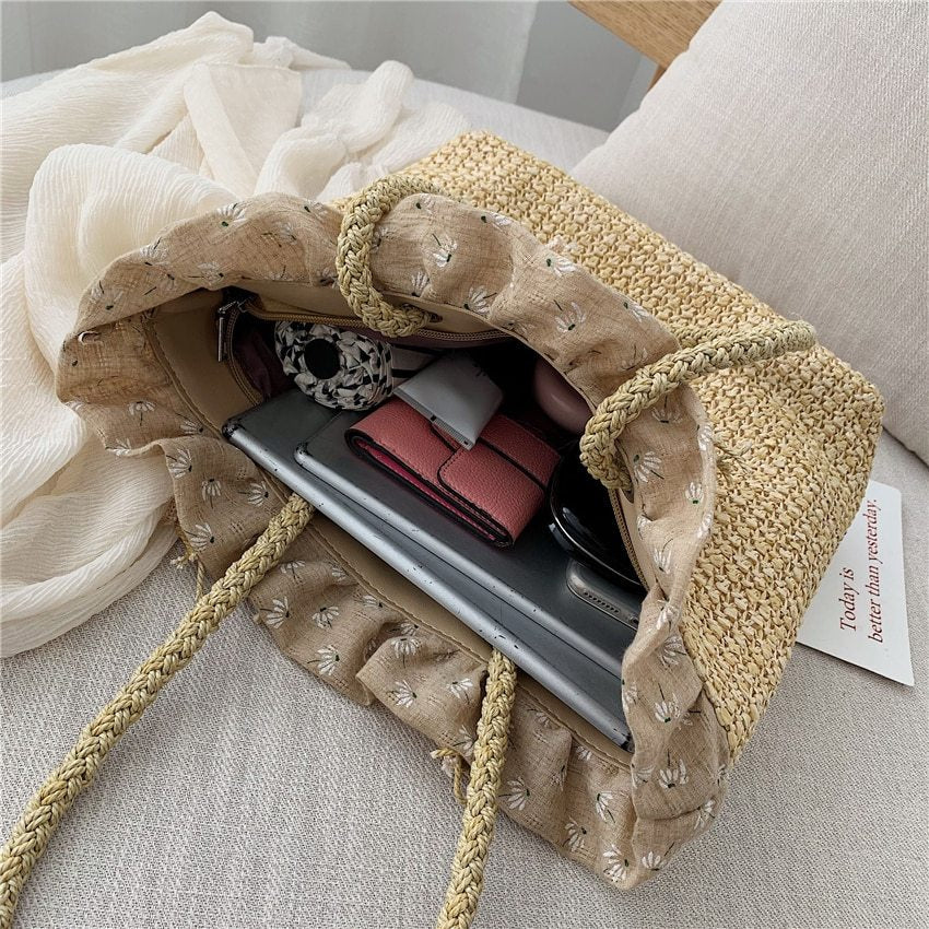 bags : Geweven Draagtas - Zomertas - Beige in van Pantino