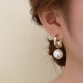 Earrings : Parel Studs Oorbellen Dames Goud - Luxe Klassieke Stijl - Parel in van Pantino