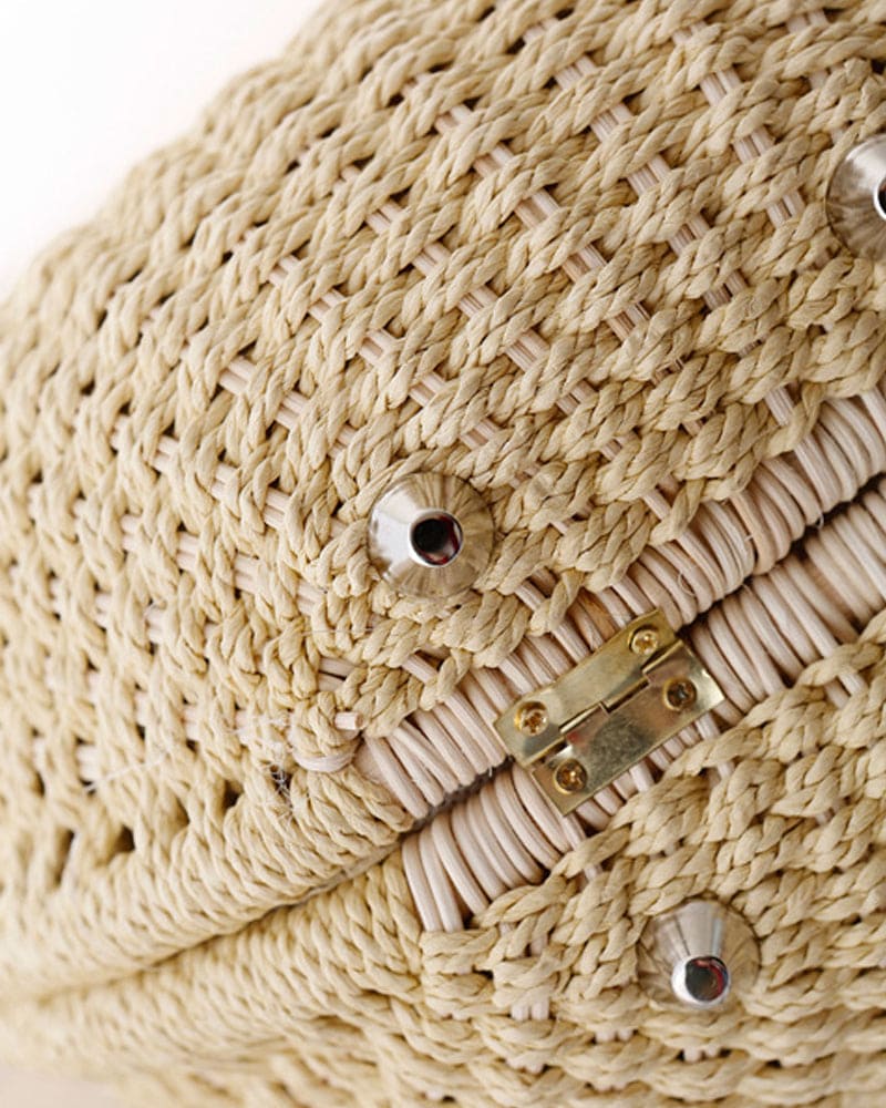 bags : Rotan Schoudertas Dames Wit - Handgeweven Bohemian Stijl in van Pantino