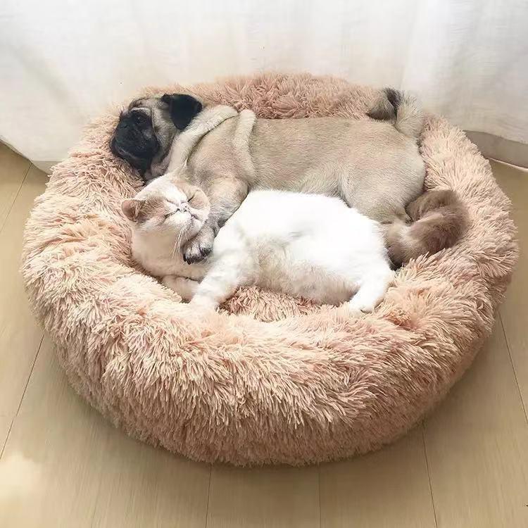 pets : Katten en Hondenbed Roze - Knus Comfortabel Zacht - Pluche in Beige van Pantino