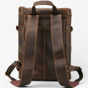 bags : Rugzak Bruin - Luxe Volledig Lederen in van Pantino