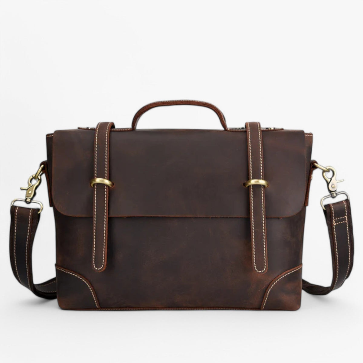bags : Luxe Lederen Aktetas Leer - Bruin in Donkerbruin van Pantino