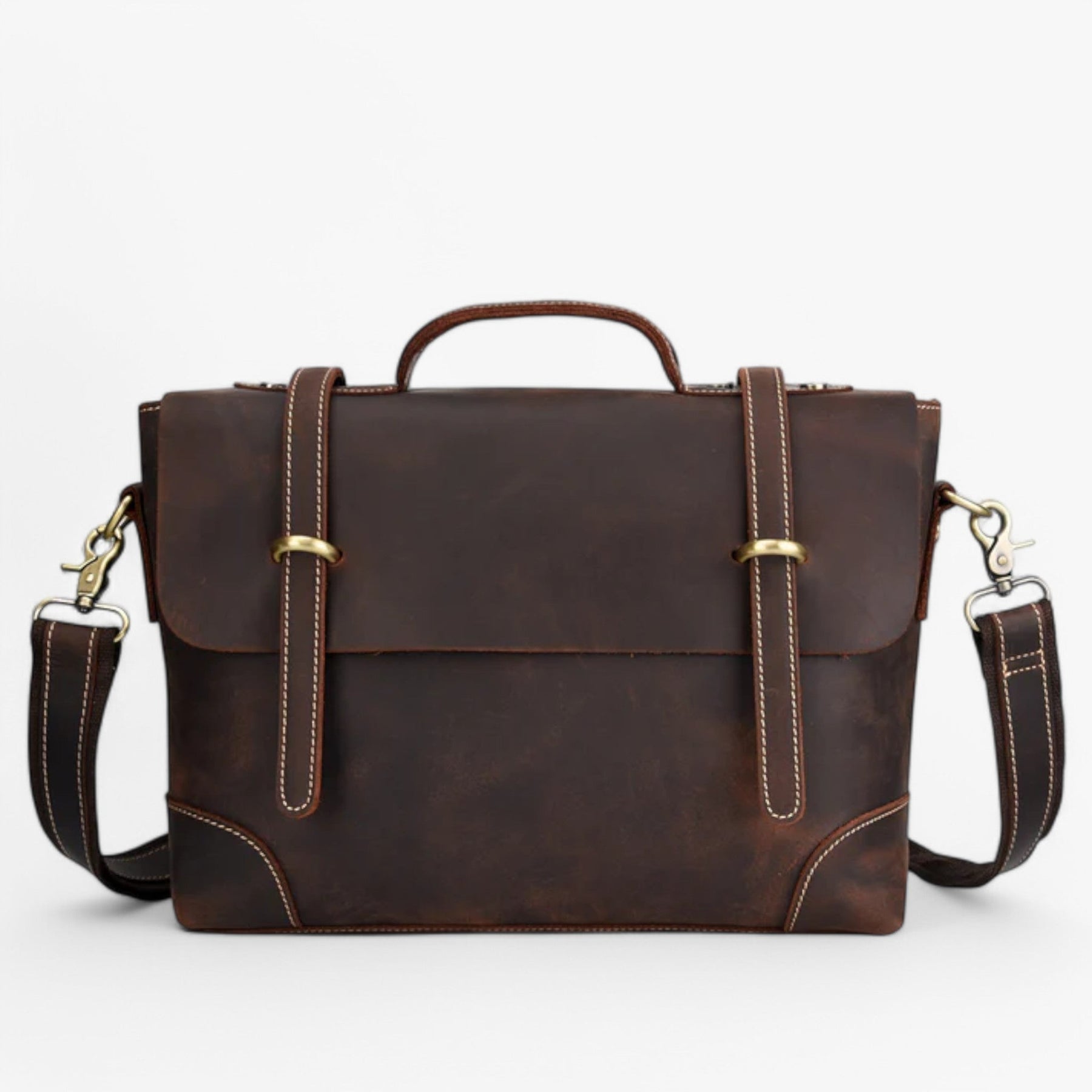 bags : Luxe Lederen Aktetas Leer - Bruin in Donkerbruin van Pantino
