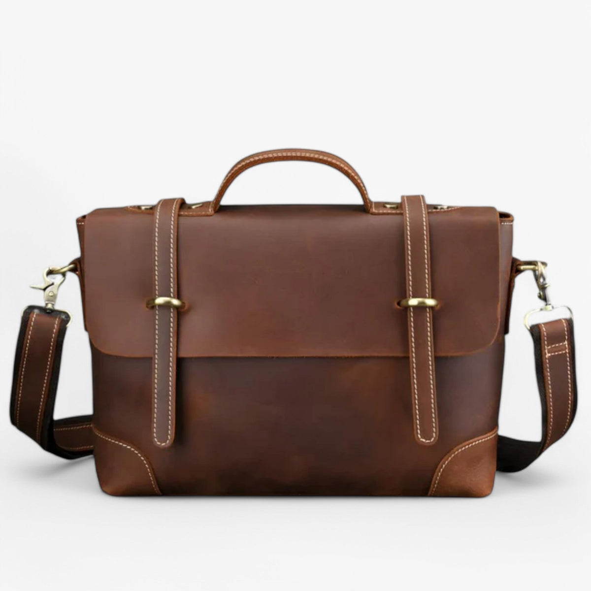bags : Luxe Lederen Aktetas Leer - Bruin in Bruin van Pantino