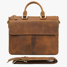 bags : Leren Laptoptas met Schouderband Leer - Bruin in Lichtbruin van Pantino
