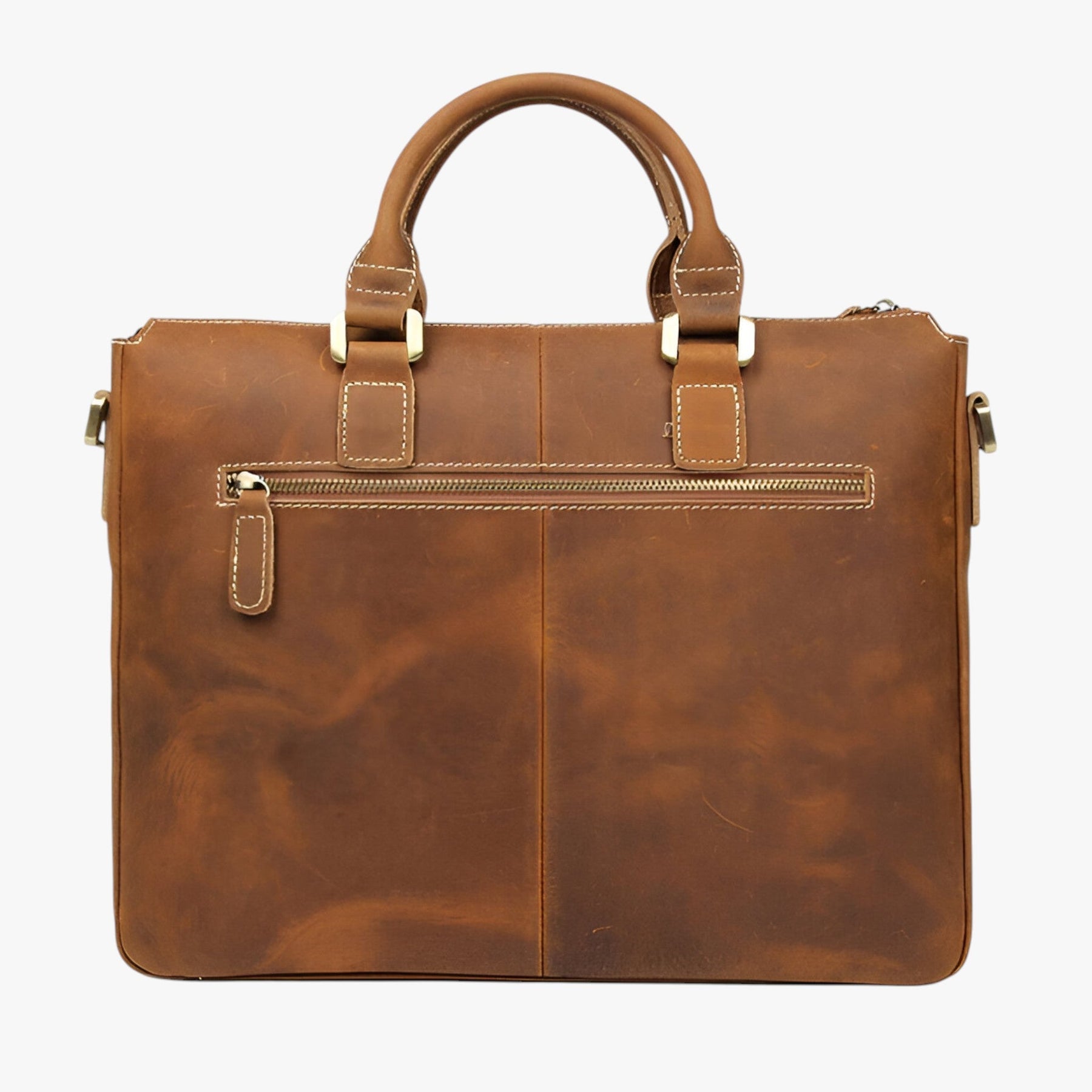 bags : Leren Laptoptas met Schouderband Leer - Bruin in van Pantino