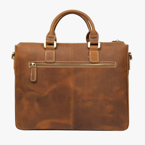 bags : Leren Laptoptas met Schouderband Leer - Bruin in van Pantino