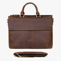 bags : Leren Laptoptas met Schouderband Leer - Bruin in Bruin van Pantino