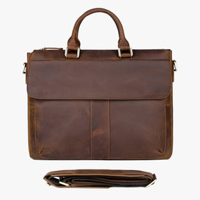 bags : Leren Laptoptas met Schouderband Leer - Bruin in Bruin van Pantino