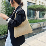 Women's Khaki Shoulder Bag - Rattan - SeaSide Chic
