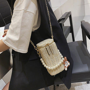 bags : Strandtas Wit - Casual Parel Geweven in van Pantino