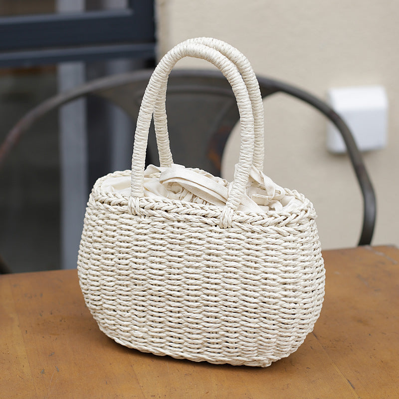 bags : Hot Vrouwen Riet Tasje - Zand & Stijl - Bruin in Wit van Pantino