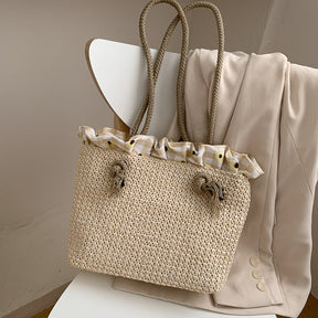 bags : Strandtas Wit - Gevlochten Raffia - Zomers Chic in Wit van Pantino