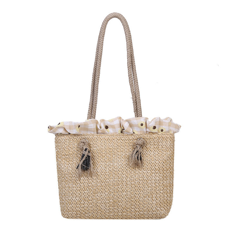 bags : Strandtas Wit - Gevlochten Raffia - Zomers Chic in van Pantino