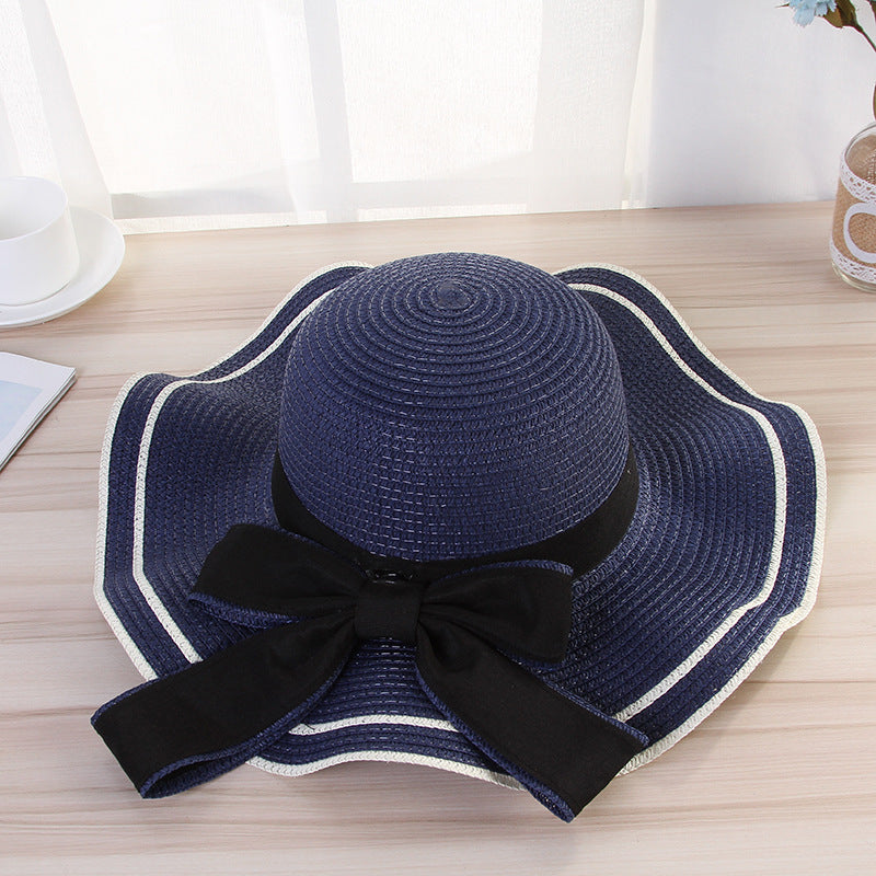 Straw Hat : Roze Strohoed Dames - Zomer Panama Zonnescherm Hoed - Lichtgewicht & Ademend in Marineblauw van Pantino