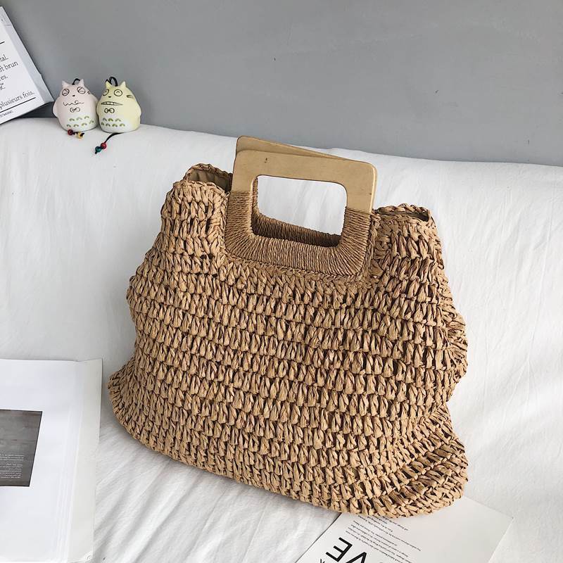 bags : Sunset Stash Handgemaakte Riettas - Beige in Khaki van Pantino