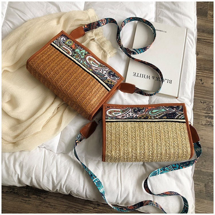 bags : Strandtas Khaki - Retro Etnische Wind - SeaSide Chic in van Pantino