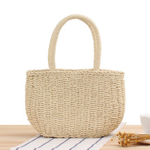 bags : Handgemaakte Geweven Tassen van Stro - Shore Chic - Khaki in Beige van Pantino