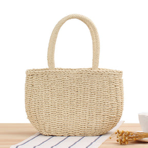 bags : Handgemaakte Geweven Tassen van Stro - Shore Chic - Khaki in Beige van Pantino