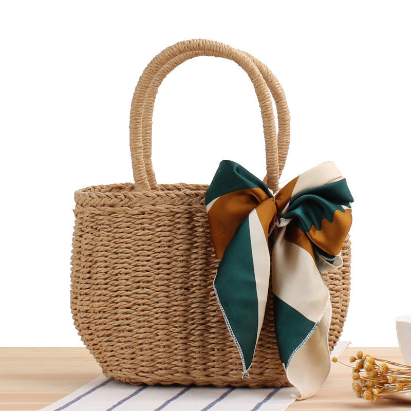 bags : Handgemaakte Geweven Tassen van Stro - Shore Chic - Khaki in van Pantino