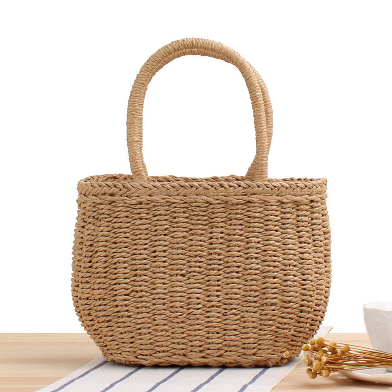 bags : Handgemaakte Geweven Tassen van Stro - Shore Chic - Khaki in Khaki van Pantino